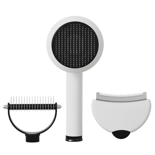 The Double Coat Kit: handle with self-cleaning slicker, undercoat rake and finishing blade